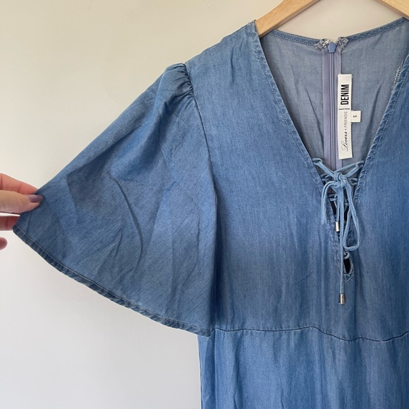 Lovers + Friends Denim Soft Lace Up Dress! Size Small - Picture 7 of 7